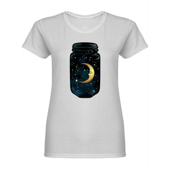 Crescent Moon And Stars In Jar T-Shirt Women -Image by Shutterstock, Female Large