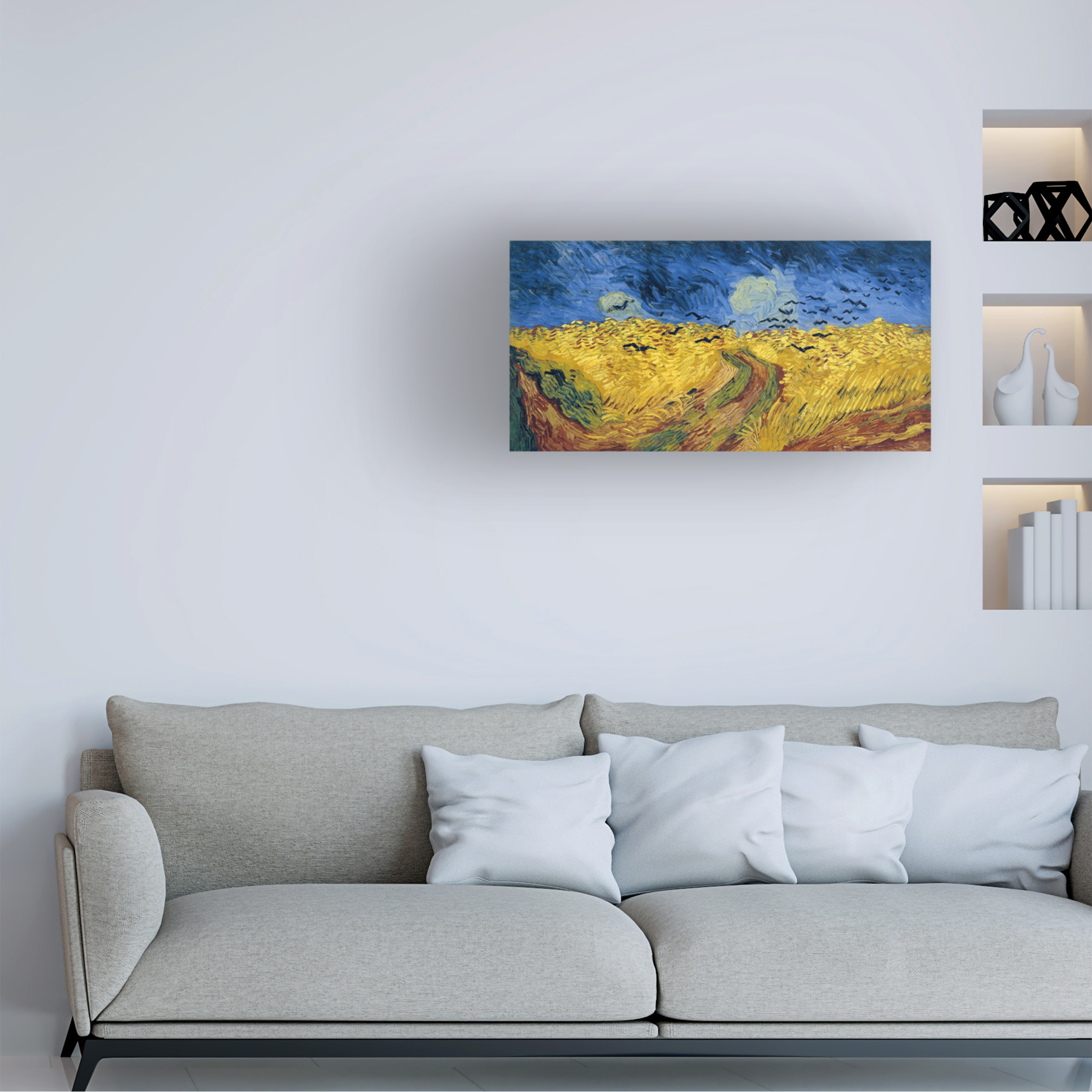 Trademark Fine Art Vincent Van Gogh Wheatfield with Crows Canvas Wall Art - 24x47