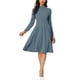 thumbnail image 2 of INSPIRE CHIC Vestido Midi de Punto Elegante con Cuello Mock y Manga Larga para Mujer, Cintura Ajustable, Color Gris, 2 of 6