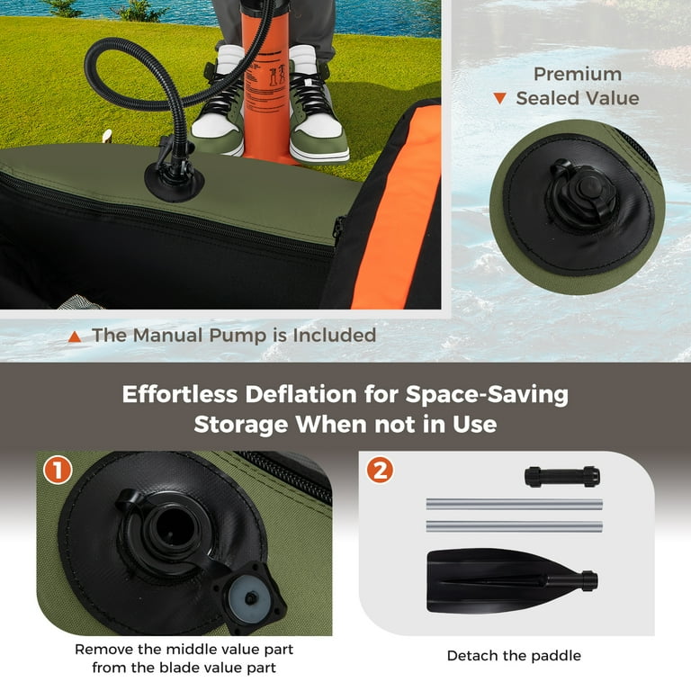 Goplus Inflatable Fishing Float Tube w/Pump & Storage Pockets & Fish Ruler  Green 