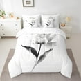 thumbnail image 2 of Erosebridal Grey Flower Bedding Sets Twin Size, Tropical Botanical Comforter Sets with Sheets, Cartoon Plant Decor, Reversible 7pcs, 2 of 5