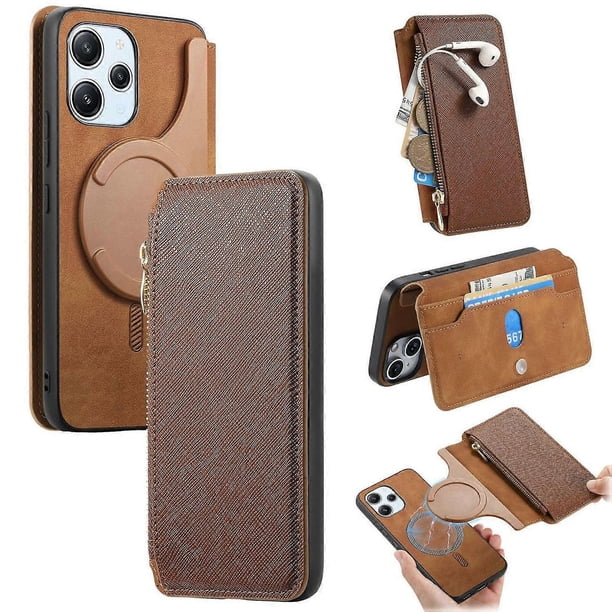 For Xiaomi Poco M6 Pro 5G / Redmi 12 4G / 5G (Global) Case Cross Texture Leather Detachable Magnetic