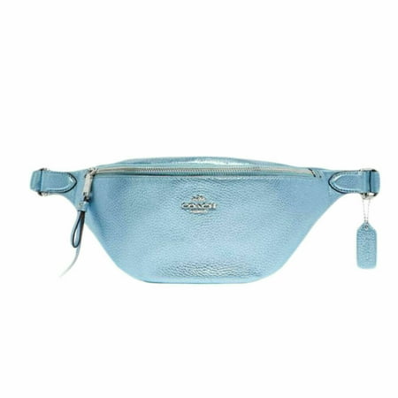 BRAND NEW WOMEN'S COACH (F48739) METALLIC ICE BLUE LEATHER BELT BAG (Best Leather Couch Brands)