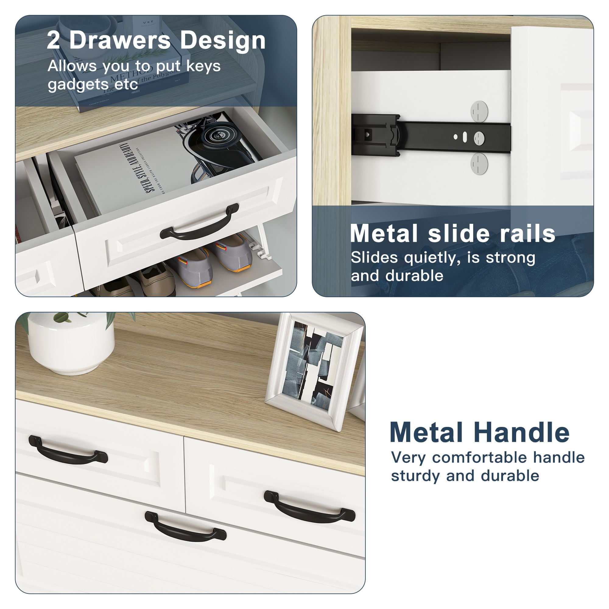 Demi Bonn Narrow Shoe Storage Cabinet, Shoe Cabinet for Entryway with 3 Flip Drawers, Wood Hidden Freestanding Shoe Organizer for Hallway, Bedroom, Apartment, Oak