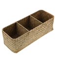 thumbnail image 1 of Desktop Organizer Box Woven Storage Basket for Cosmetic 3 Compartments, 1 of 5