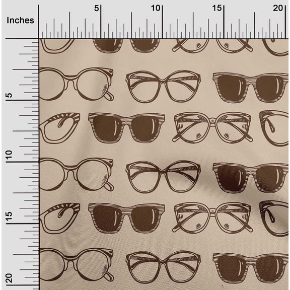 oneOone Cotton Cambric Tan Fabric Goggles Fashion Sewing Material Print Fabric By The Yard 56 Inch Wide
