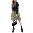 thumbnail image 2 of Gvmfive Women Long Sleeve Printed Midi Dress Ruffle Wrap Loose Swing Dress, 2 of 4