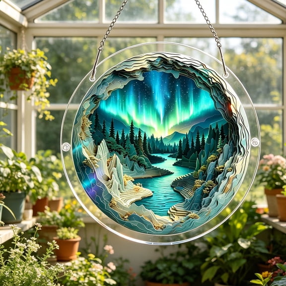 MMJ Acrylic Puzzle Suncatcher 83 Pieces 7.4in Glowing Haven DIY Window Hanging for Home Decor Gift