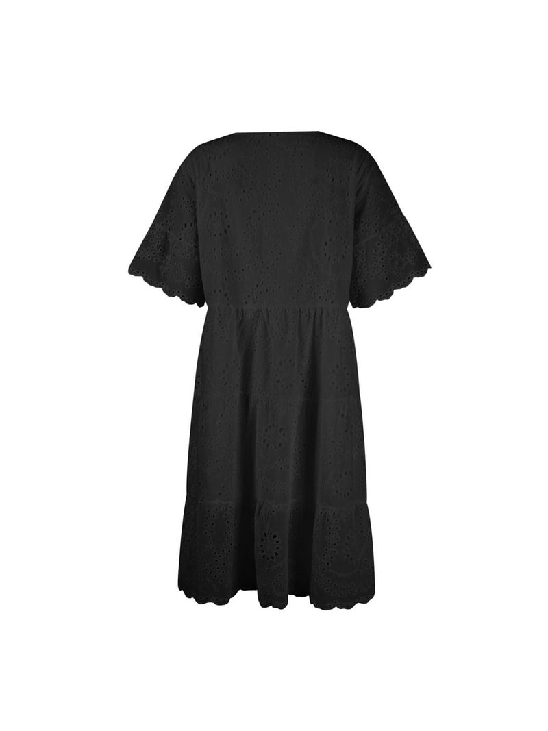 high waist smock dress Floral Print Smock Dress One Size Fits Most TH2023 Black/Blue / One Size Fits Most main image 0