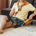 thumbnail image 5 of Balery Astronaut Starry Night Men's Cotton Knit Pajama Shorts Waistband & Pockets,Short Pajama Pants-Large, 5 of 8
