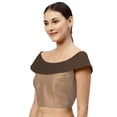 thumbnail image 2 of eloria Women's Blouse Boat Neck Filler Multicolor Sleeveless Top Color: Ivory & Brown | Size: 44, 2 of 5