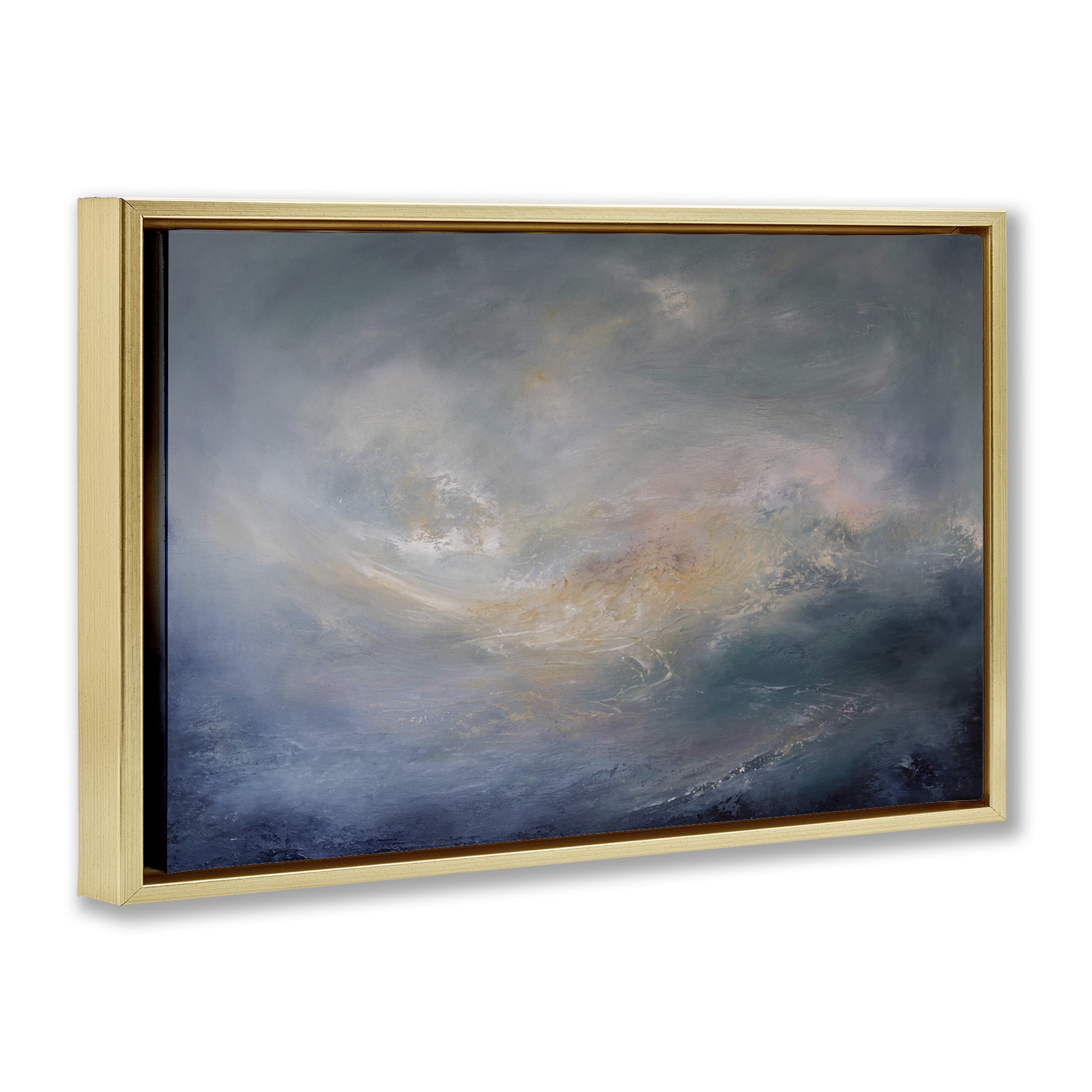 Stupell Industries Cascading Clouds Abstract Abstract Painting Gold Floater Framed Canvas Art Print Wall Art, 31 x 21