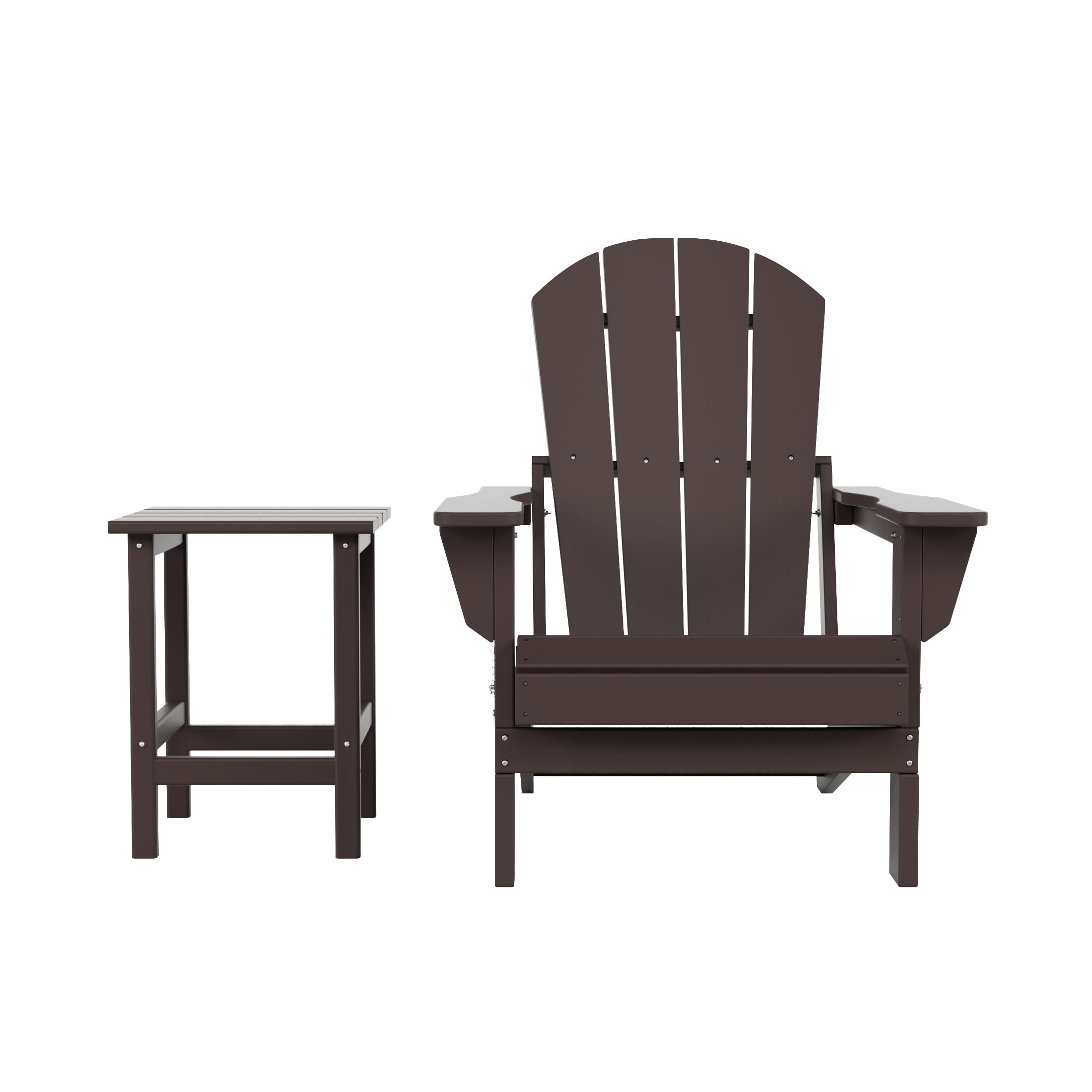 WestinTrends Malibu 2-PC Outdoor Patio Plastic Adirondack chair set with side table, Dark Brown