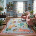 thumbnail image 2 of Kokia 8x10 Aesthetic Neutral Animal Print Area Rug with Lion, Tiger and Cheetah, Machine Washable Soft Boho Rug for Girls Bedroom, Living Room, Nursery, Pink and Babyblue, 2 of 7