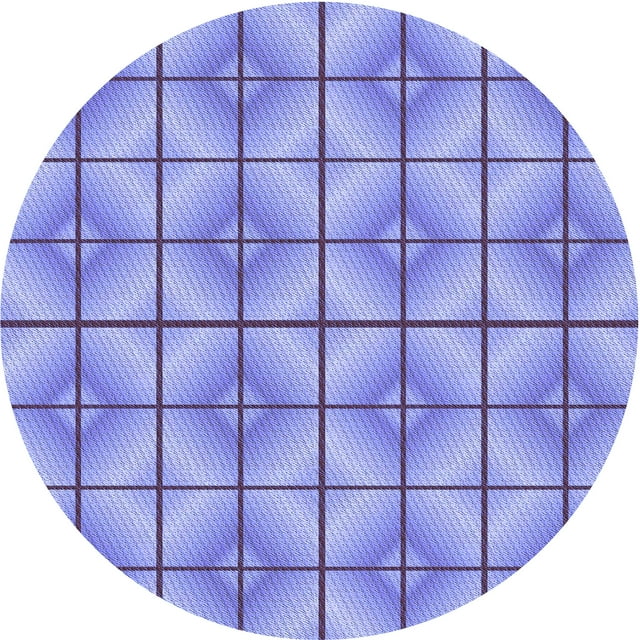 Ahgly Company Tapis Rond Lavable en Machine Intérieur Jeans Transitionnels Bleu, 6 Pieds Rond