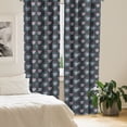 thumbnail image 2 of Ambesonne Floral Curtains, Circular Leaves Flowers Art, Pair of 28"x84", Pale Lavender Dark Teal, 2 of 5