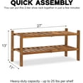 thumbnail image 2 of Natural Acacia Wood 2-Tier Folding Shoe Rack - Space-Saving Wooden Shoe Organizer Shelf for Entryway, Hallway, Mudroom, or Closet - Compact Indoor Storage for Footwear & More, 2 of 7