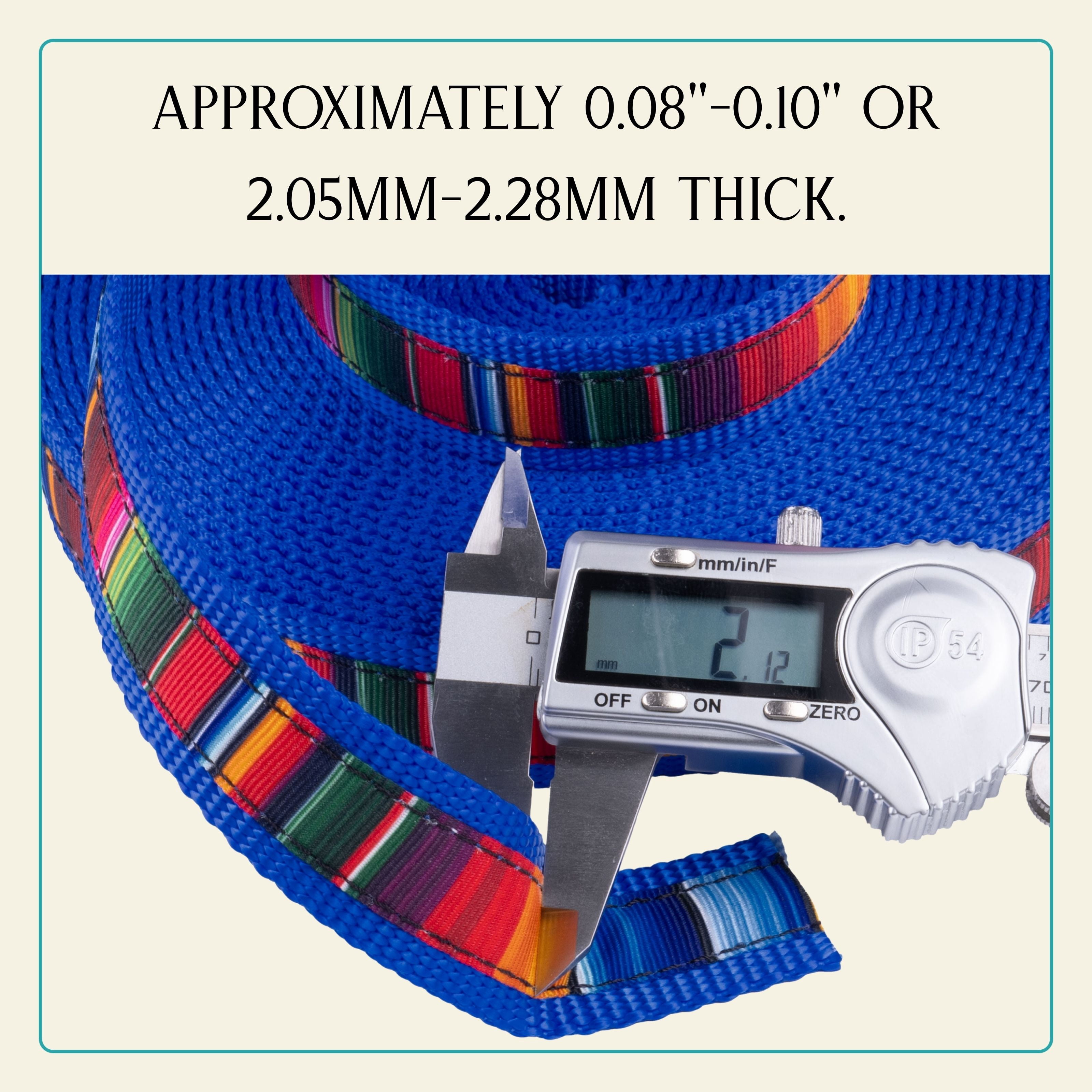 Country Brook Design® 5/8 inch Serape Ribbon on 1 inch Bright Royal Blue Nylon Webbing, 20 Yards