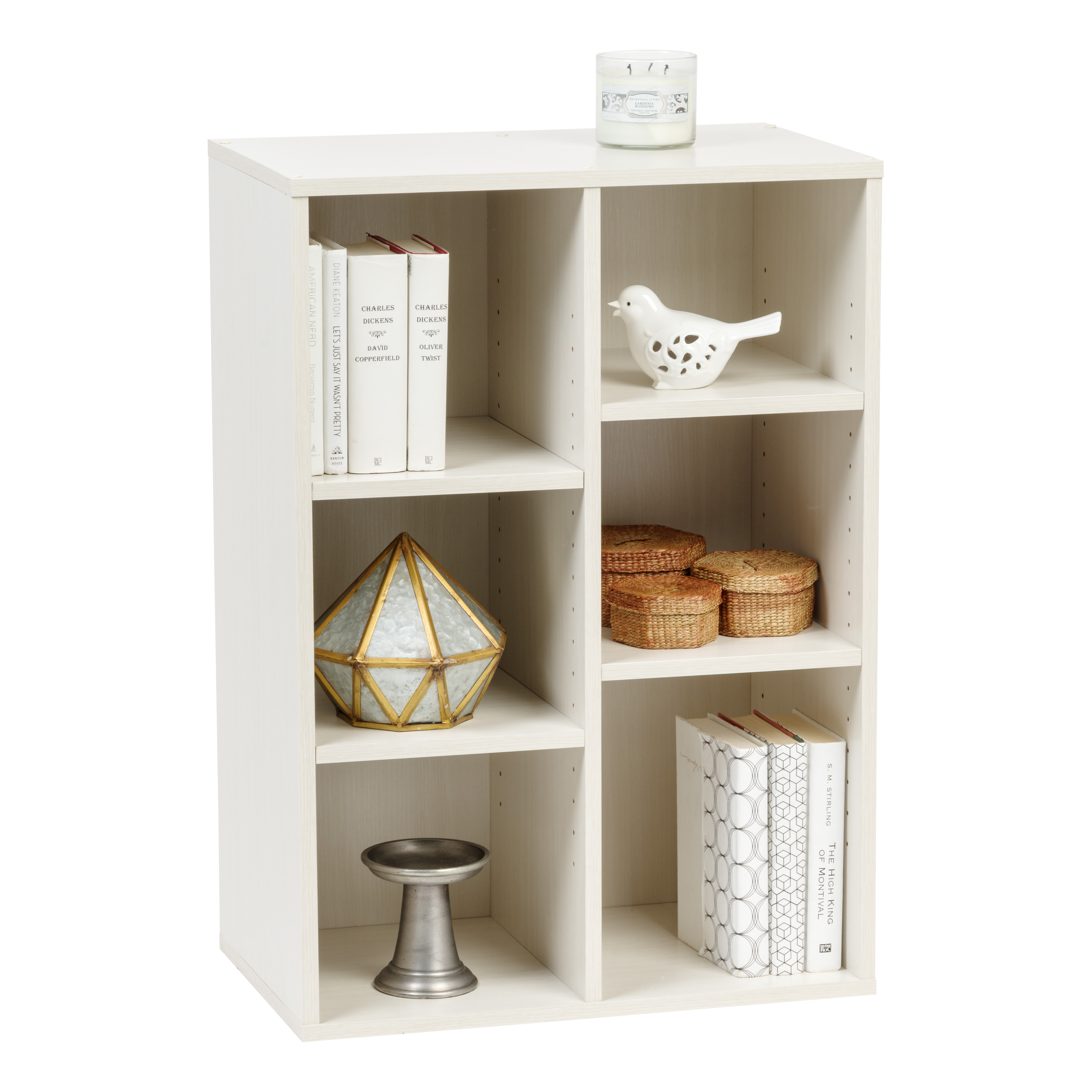 IRIS USA, 6 Cube Wood Shelf, Off White, Collan Series