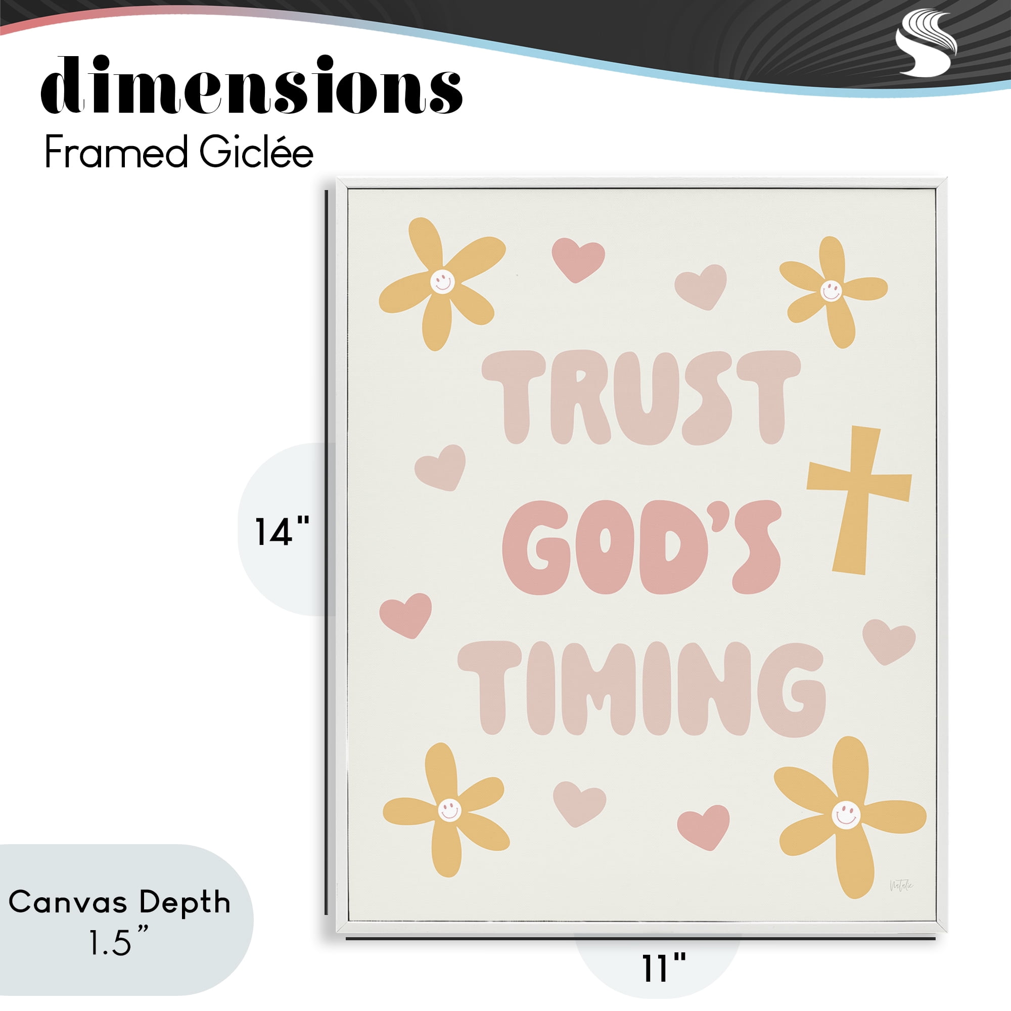 Stupell Industries Retro Trust God's Timing White Framed Giclee Art, design by Natalie Carpentieri