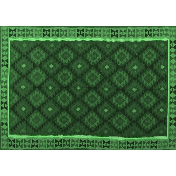 Ahgly Company Indoor Rectangle Oriental Emerald Green Traditional Area Rugs, 5' x 7'