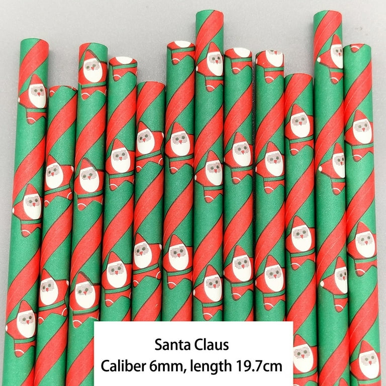 25 pieces/bag Random color Christmas paper straws Santa Claus