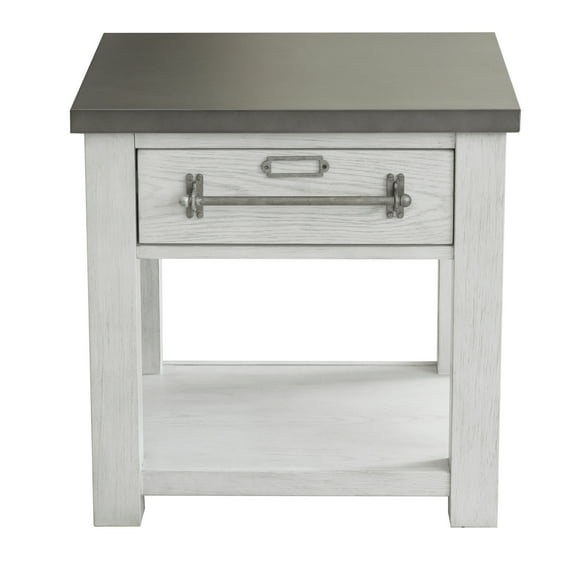 Home Fare Metal Top Side Table Nightstand, White