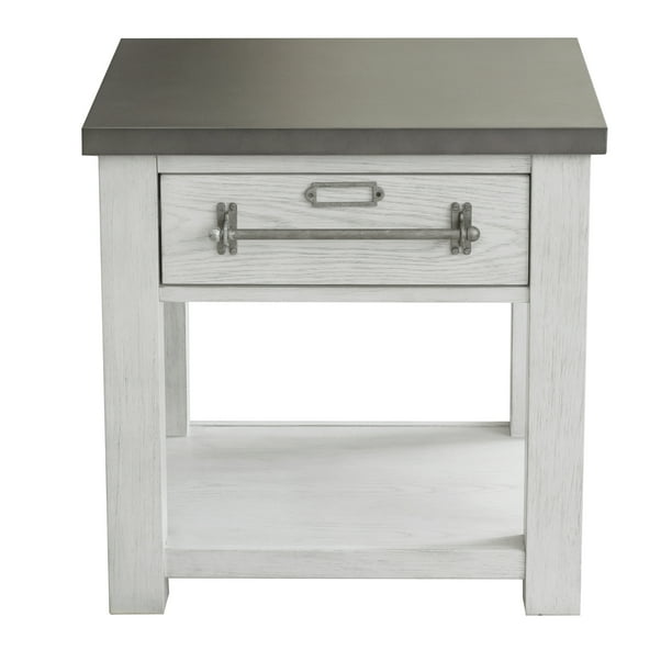 HomeFare Metal Top Side Table Nightstand White - Walmart ...
