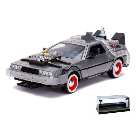 Diecast Car w/Display Case - DeLorean Time Machine w/ Lights, Back to the Future III - Jada Toys 32166 - 1/24 scale Diecast Car
