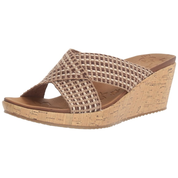 Skechers Cali Women's Beverlee Delighted Wedge Sandal,Natural,9.5 M US
