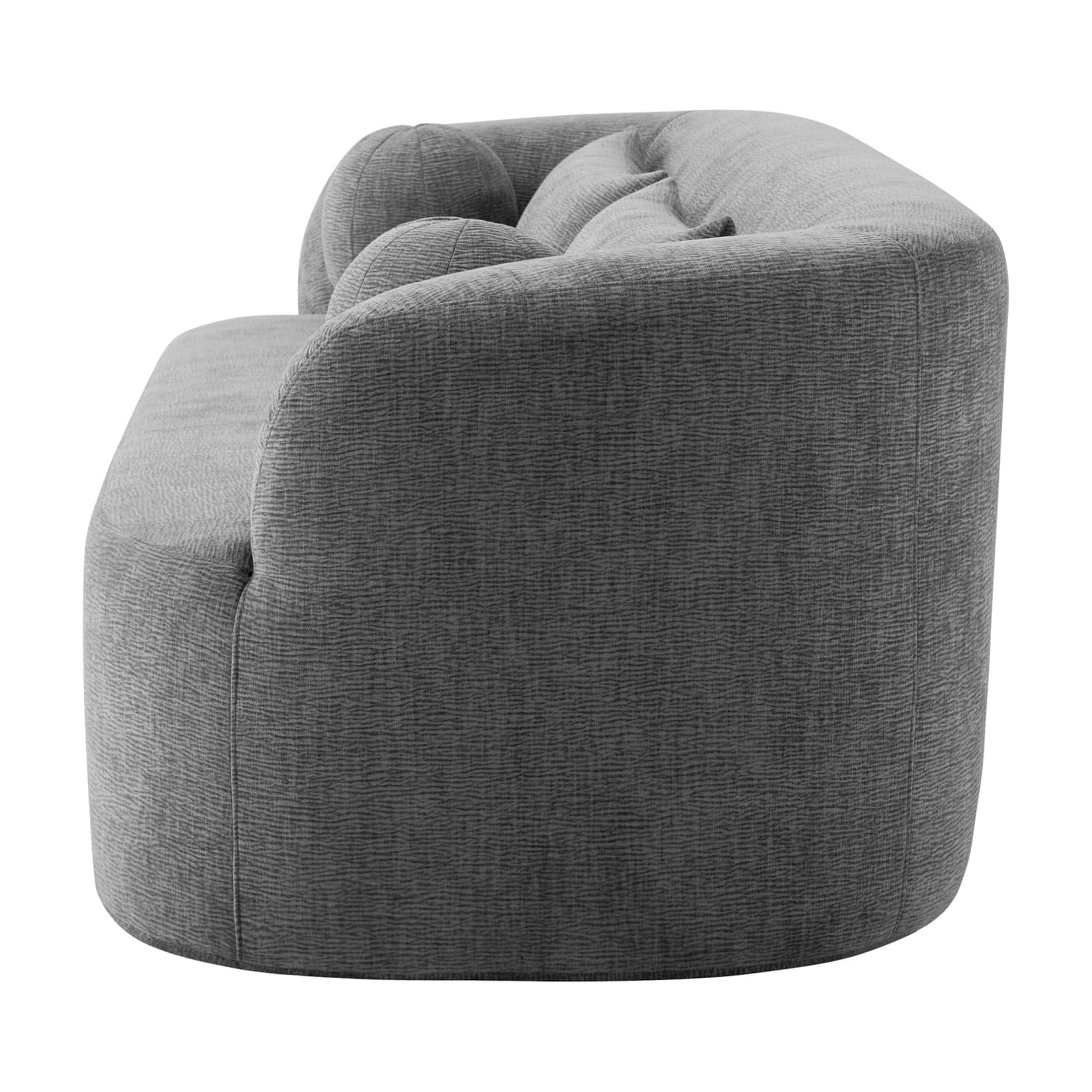 Noble House 86" Modern Chenille Boneless Sofa, 3-Seater Curved Cloud Couch with Pocket Springs for Living Room, Gray