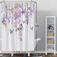 thumbnail image 5 of SUNOLIFE Purple Floral Shower Curtain Flowers with Butterfly Waterproof Fabric Bathroom Curtain 47x64 in, 5 of 5