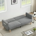 thumbnail image 6 of Futon Linen Sofa Bed, 79 Inch Sofa Couch, Love Seat, Modern Fabric Futon Sofa, Foldable Double Sofa Furniture, Sofa Bed for Living Room, Bedroom, Dormitory, Apartment (Linen, Dark Gray), 6 of 6