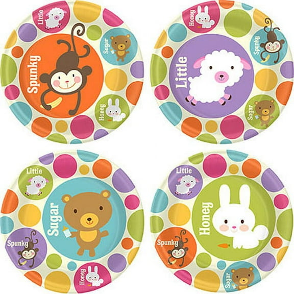 Baby Shower Baby Animal Dots Large Paper Plates (8ct)