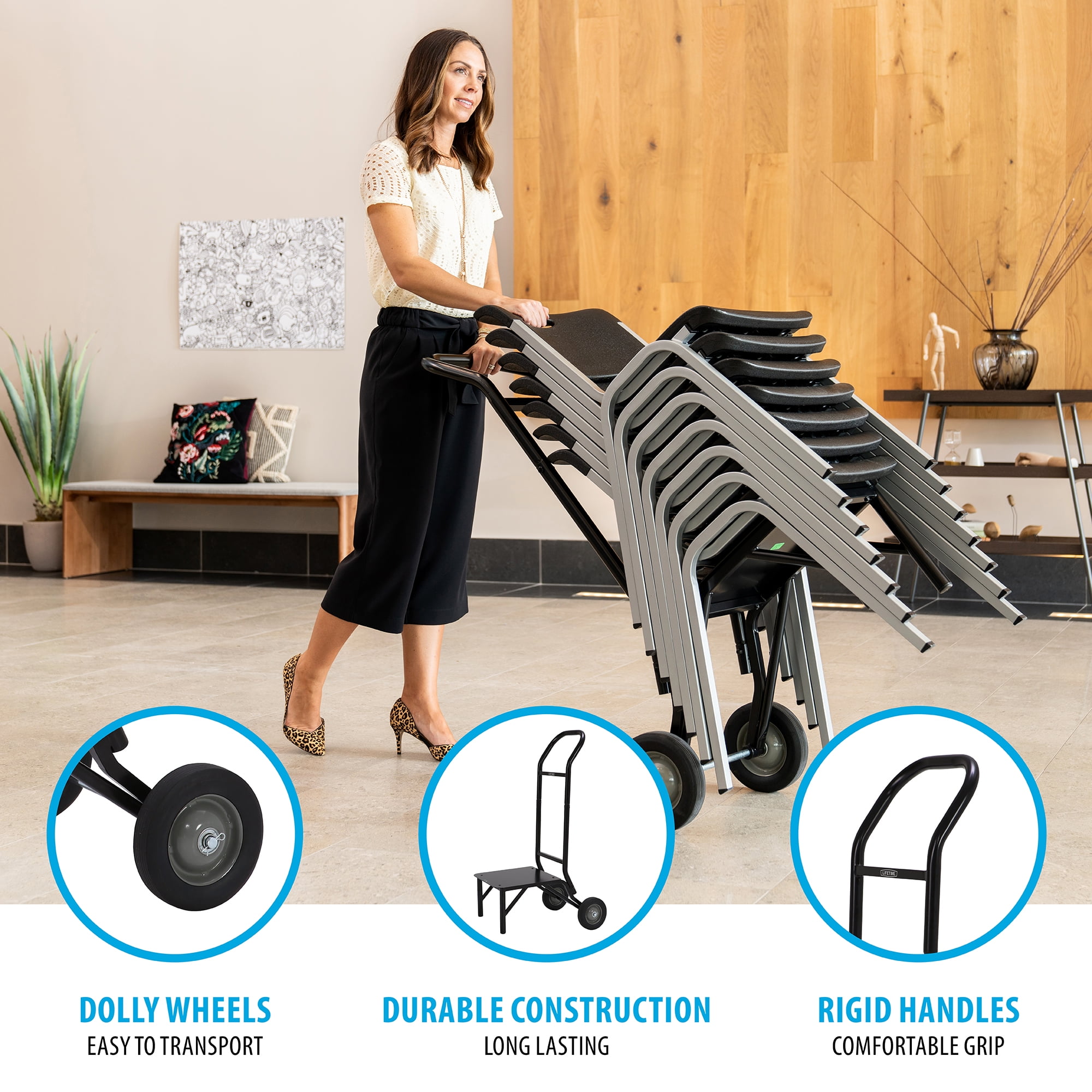 Lifetime Chair Accessory, Chair Dolly for up to 8 Stacking Chairs (80527)