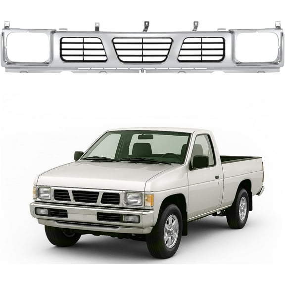 HECASA Front Grille Compatible with 1994 Nissan D21 XE 1993 1994 Nissan D21 Base SE 1995-1997 Nissan Pickup Base SE XE Replacement for 6231055G10 NI1200116 Chrome Bumper Grill