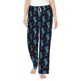 thumbnail image 2 of Kdxio Women's Comfy Stretch Blue SeahorsePrint Drawstring Pajama Pants-Small, 2 of 9