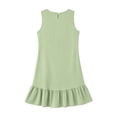thumbnail image 6 of Miluxas Women's Exquisite Ruffle Hem Mini Dress Casual Round Neck Sleeveless Tank Dress Basic Solid Beach Vacation Outfits Green, 6 of 7