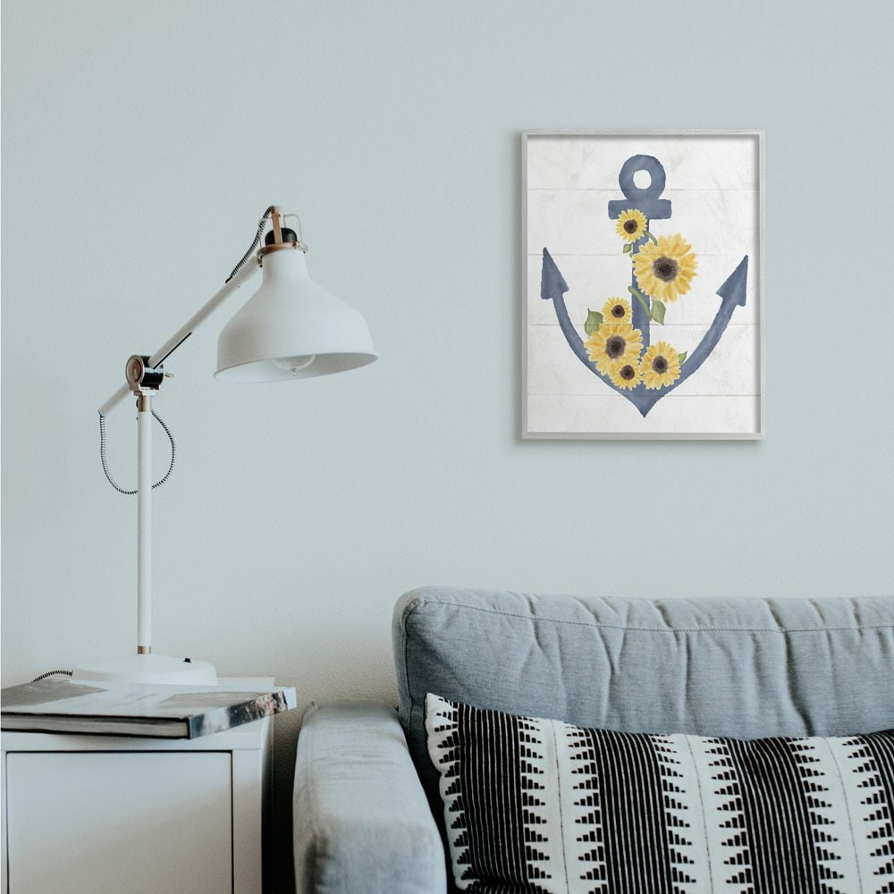 Stupell Industries Countryside Anchor with Sunflower Vine Floral Detail Designed by Daphne Polselli