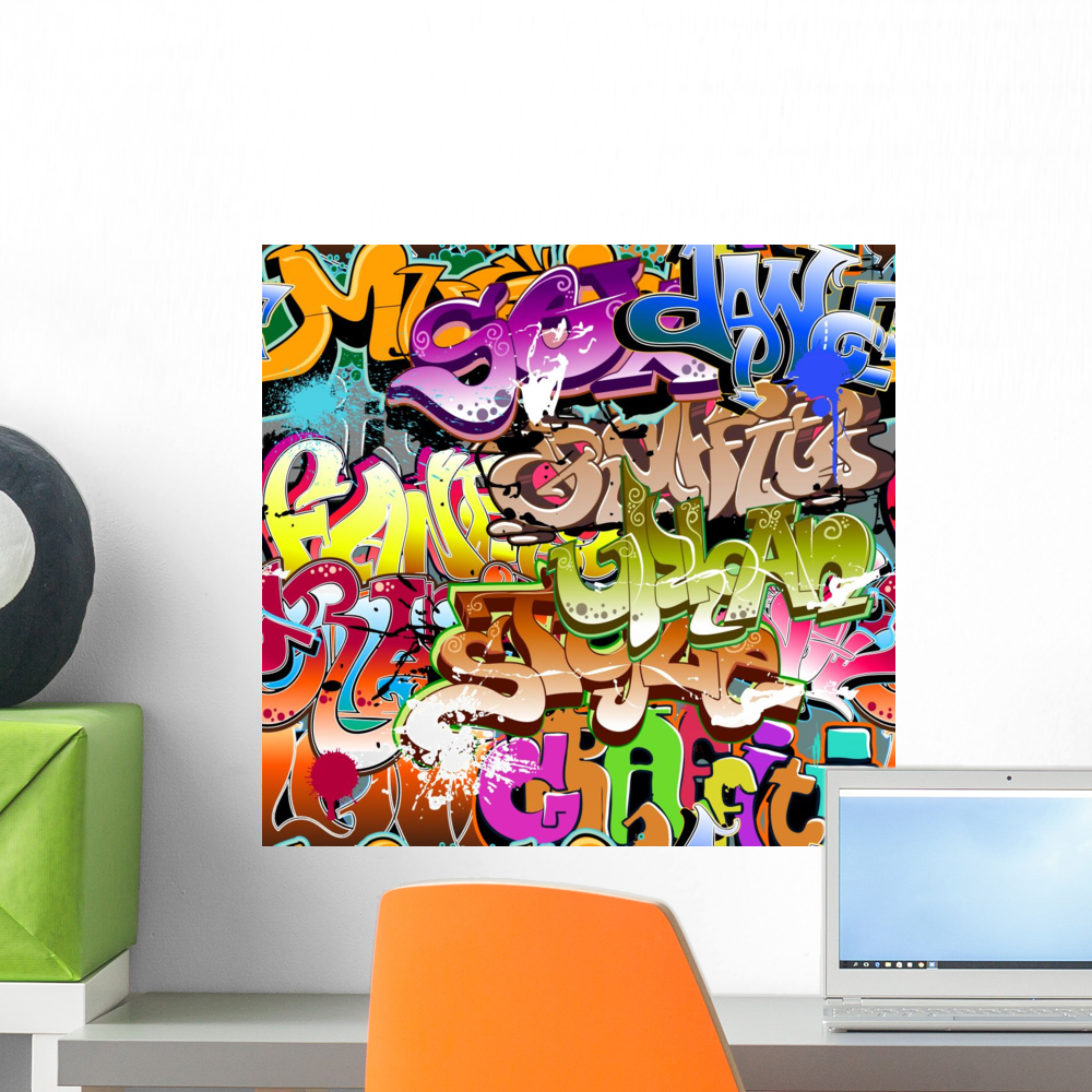 Graffiti Seamless Urban Art Wall Mural by Wallmonkeys Peel and Stick Graphic (18 in W x 17 in H