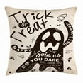 thumbnail image 1 of Ghost Throw Pillow Cushion Cover, Halloween Trick or Treat Ghost Illustration with Grunge Background Design, Decorative Square Accent Pillow Case, 24 X 24 Inches, Dark Brown and Beige, by Ambesonne, 1 of 2