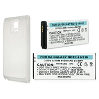 Samsung SM-N910S Cell Phone Battery (Li-Ion 3.85V 6000mAh ) Rechargable Extended Battery -Equipped With NFC- Replacement For Samsung Galaxy Note 4 Cellphone Battery- Includes A White Cover