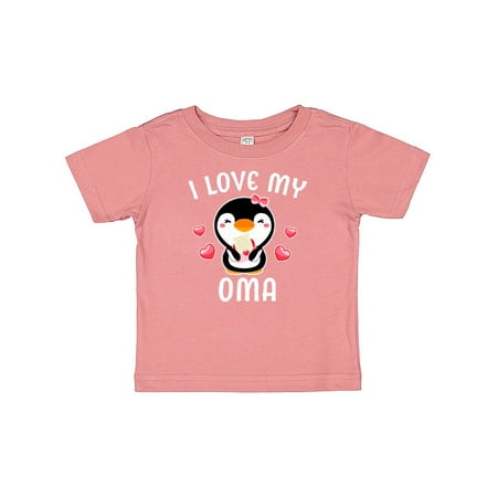 

Inktastic I Love My Oma with Cute Penguin and Hearts Gift Baby Girl T-Shirt