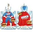 thumbnail image 1 of MinxNY Kids Hooded Microfiber Poncho Beach Towel Cover-up with UV Sensor - Super Hero Boy., 1 of 2