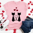 thumbnail image 2 of JINMGG Womens Tops under $5 Adult's Valentine's Day Round Neck Cat Print T-Shirt Pink M, 2 of 3