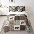 thumbnail image 2 of Homewish Rustic Pine Tree 7pcs Bedding Comforter Set,Jungle Wildlife Bear Moose Queen Bedding Sets,Brown Green Queen Sheet Sets For Kids,Microfiber Bedroom Decor Reversible, 2 of 8