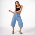 thumbnail image 4 of roswear Women's Capri Jeans Non-Stretch Culottes Pants with Elastic Waist, 4 of 6