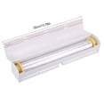 thumbnail image 3 of Caja de soporte de almacenamiento de envoltura de película adhesiva, dispensador de película conservante de acero inoxidable, sello, cortador de papel de cera de papel de aluminio Speravity JJ20807-00B, 3 of 7