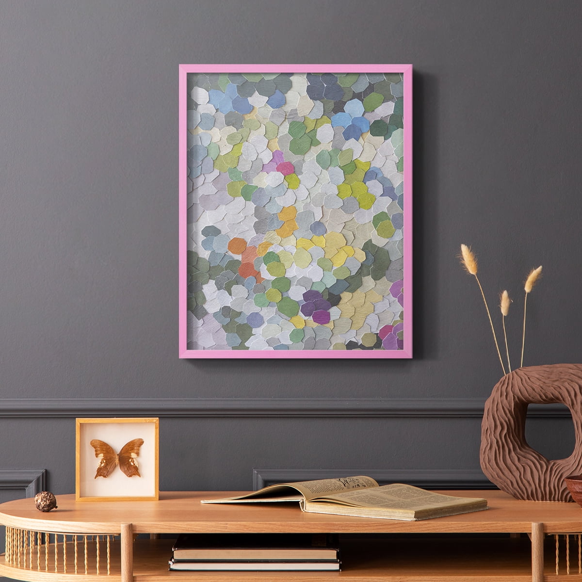 Canne Garden Framed Print in Pink Solid Wood Framed Print No Nail Hanging