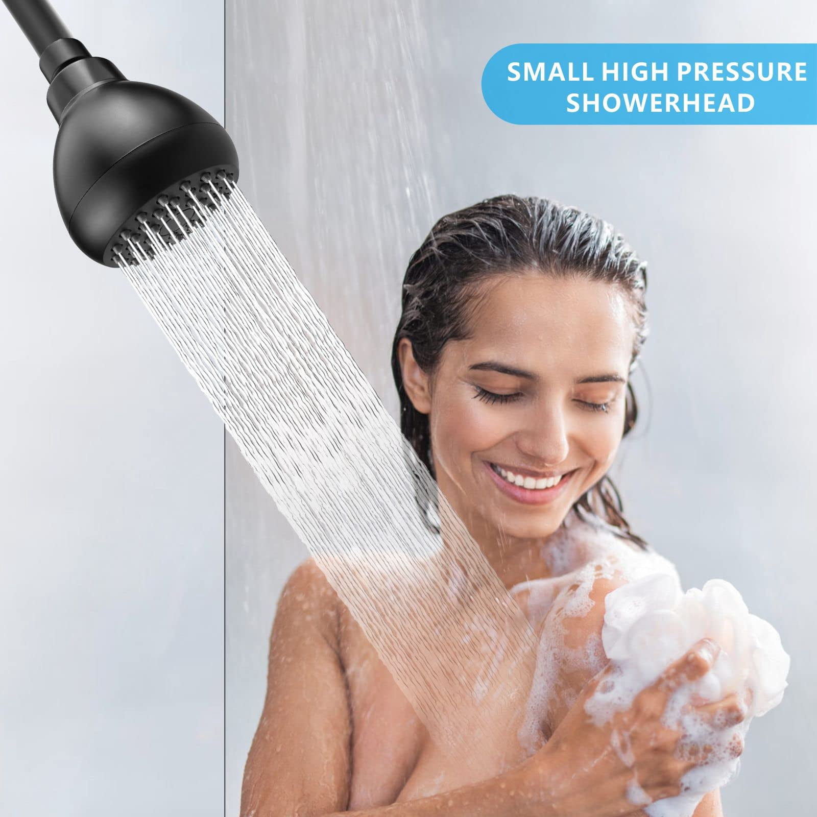High Pressure Shower Head - Powerful Bathroom Pressure Boosting Showerhead - Perfect Universal Replacement for Rain Shower Heads